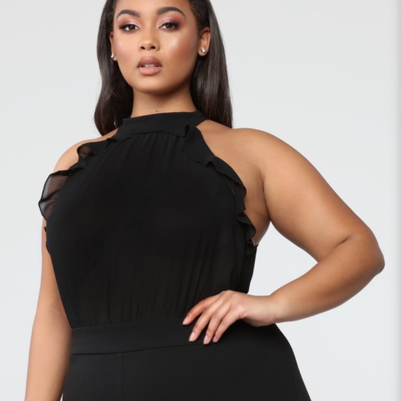 Black Sheer Ruffle Romper - Plus Size Avail - Picture 5 of 8